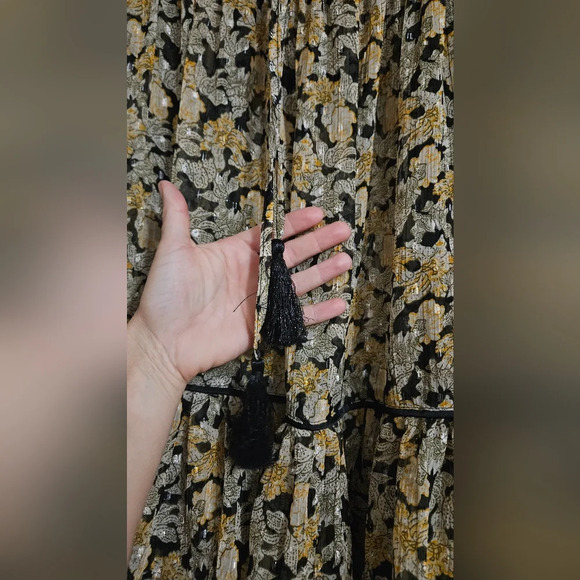 Free Swinging Black Floral Print Ruffled Mini Dress. Size small - Picture 16 of 16